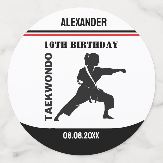 Confettis Joueur de Taekwondo, Cadeau d'anniversaire, Karate (Grand verso)