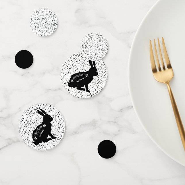 Confettis Joyeuses Fleurs Pois de lapin noir de Pâques (Groupe)
