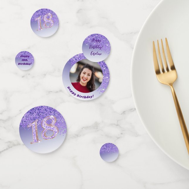 Confettis Joyeux 18e anniversaire Chic Falling Purple Partie (Groupe)