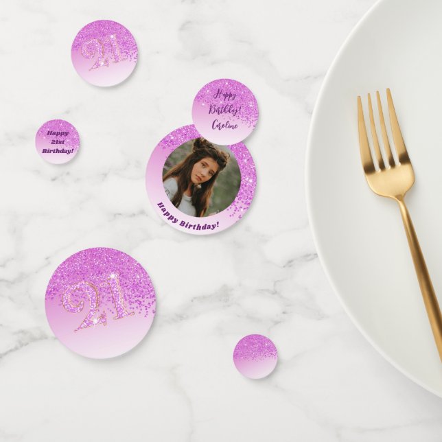 Confettis Joyeux 21e anniversaire Chic Falling Parties scint (Groupe)