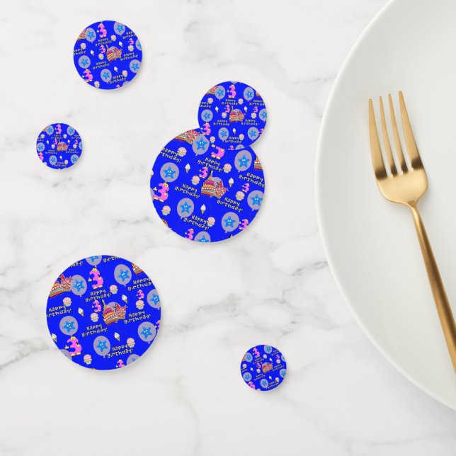 Confettis Joyeux 3e anniversaire Confetti, #3 Bleu (Groupe)