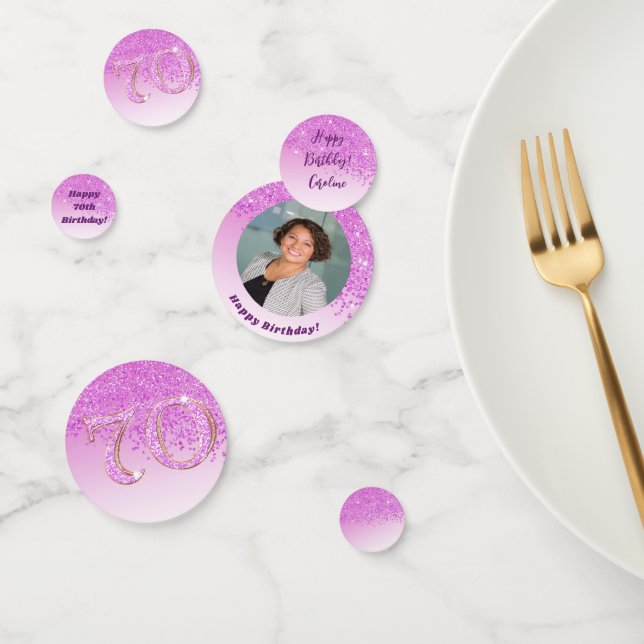 Confettis Joyeux 70e anniversaire Chic Falling Parties scint (Groupe)