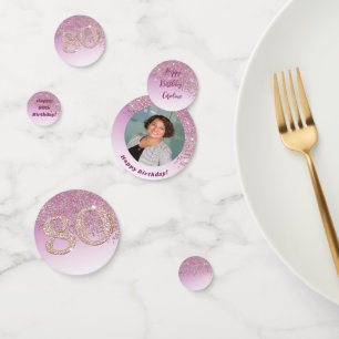 Confettis Joyeux 80e anniversaire Chic Rose Parties scintill