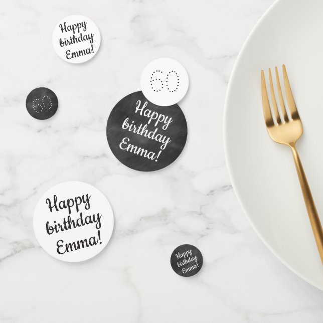 Confettis Joyeux Anniversaire Personnalisé Chalkboard Gris (Groupe)