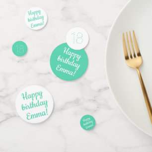 Confettis Joyeux anniversaire - Personnalisé Turquoise et bl