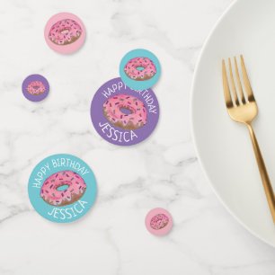 Confettis Joyeux Anniversaire rose Turquoise givrée beigne b