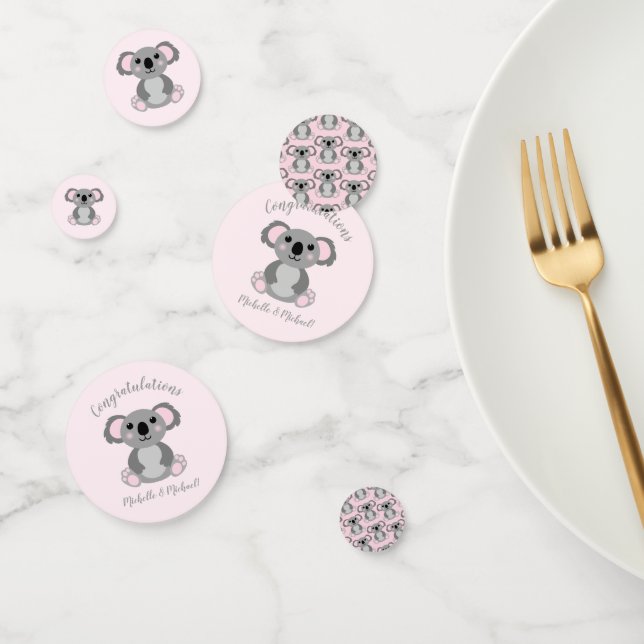 Confettis Koala ours Baby shower fille rose (Groupe)