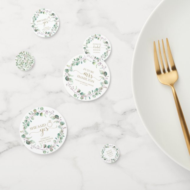 Confettis Lancement de mariage aquarelle eucalyptus verdure (Groupe)