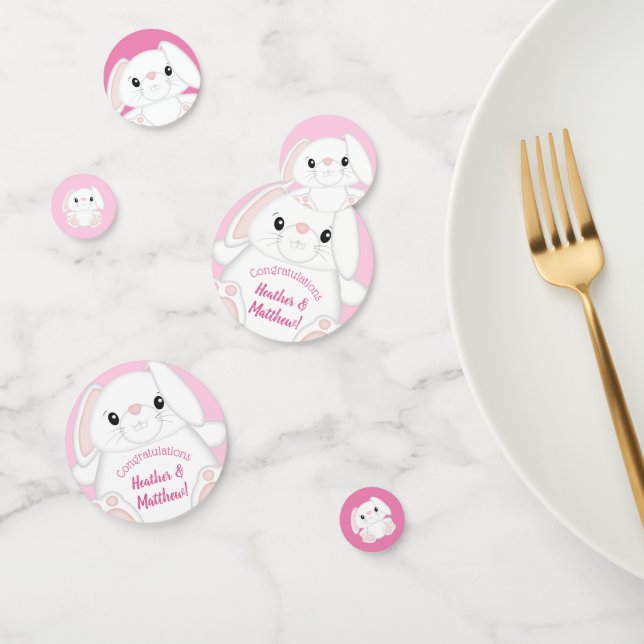 Confettis Lapin Baby shower rose (Groupe)