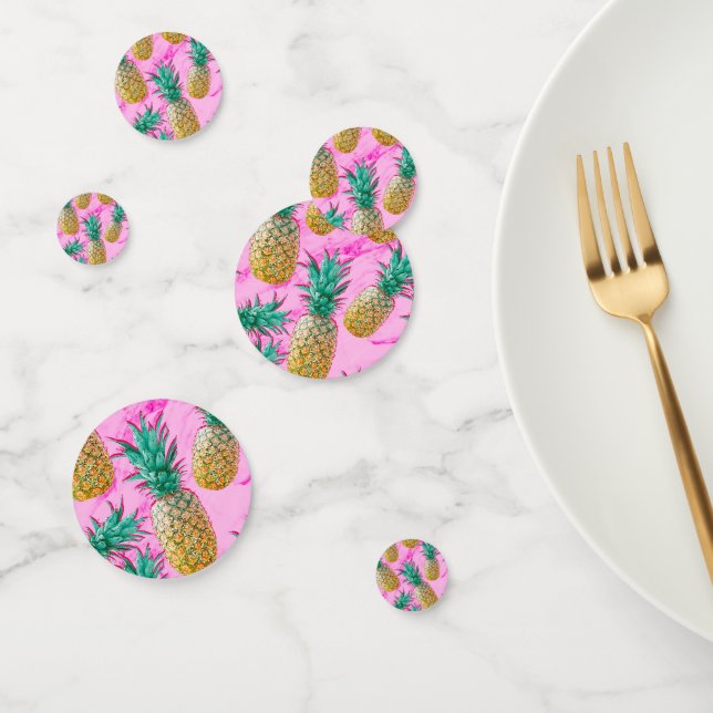 Confettis Marbre rose chaud moderne Tropical Ananas Chic (Groupe)
