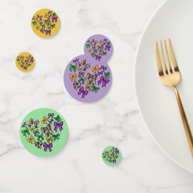 Confettis Mardi Gras violet vert jaune (Groupe)