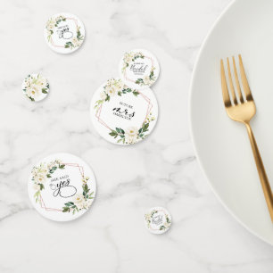 Confettis Mariage Civil Greenery Géométrique Fleurs Blanches