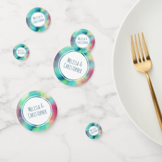 Confettis Mariage d'aquarelle moderne Green & Red Space (Groupe)