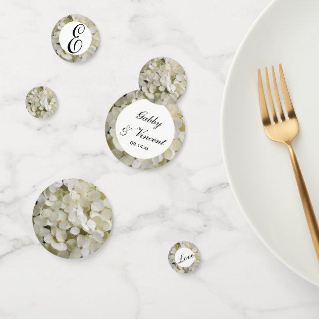 Confettis Mariage de fleurs d'Hydrangée blanche (Groupe)