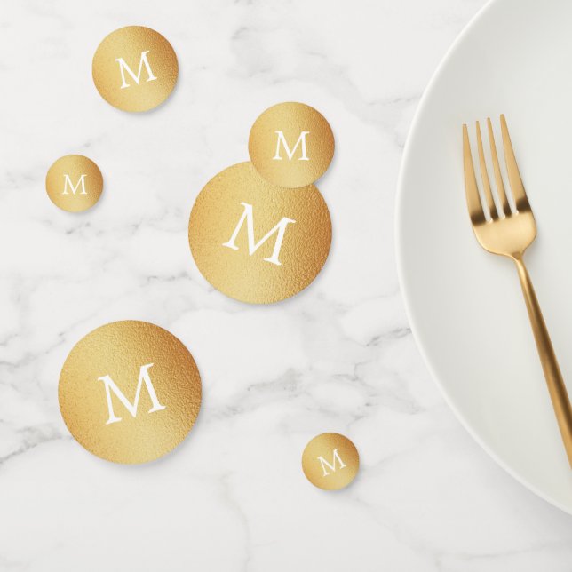 Confettis Mariage de monogramme de l'effet d'huile d'or (Groupe)