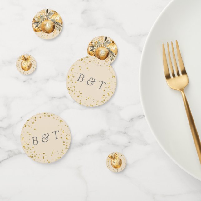 Confettis Mariage de Noël beige or (Groupe)