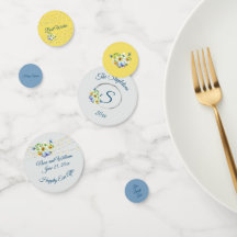 Mariage de printemps bleu et jaune