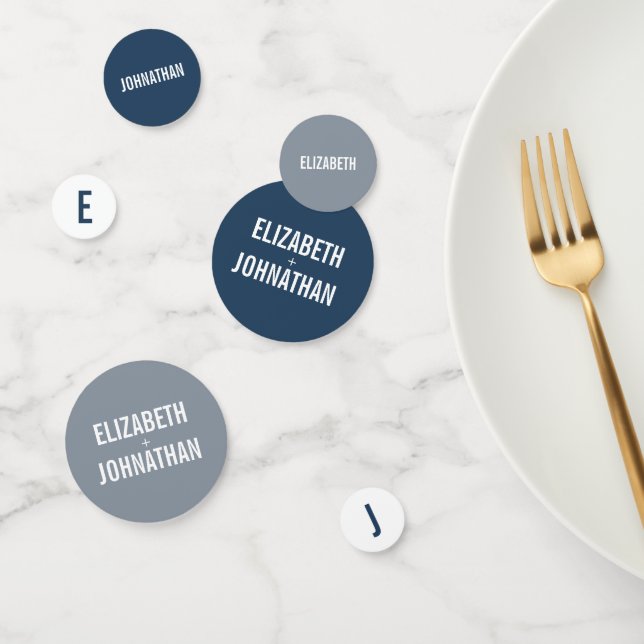 Confettis Mariage de typographie bleu marine simple et Dusty (Groupe)