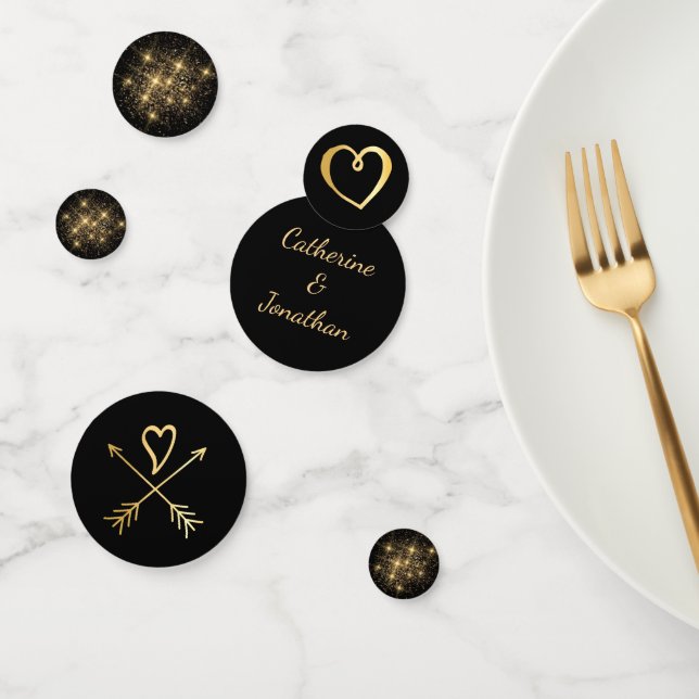 Confettis Mariage d'or noir (Groupe)