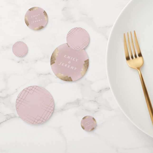 Confettis Mariage Géométrique Pink Gold Gatsby (Groupe)