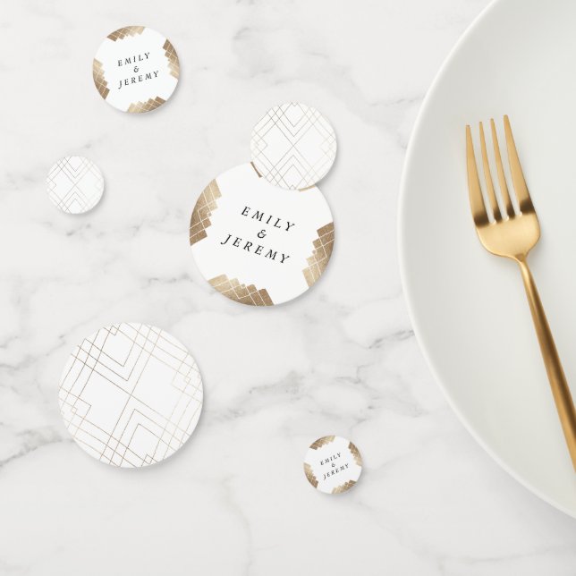 Confettis Mariage géométrique White Gold Gatsby (Groupe)