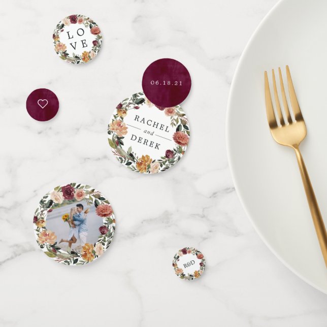 Confettis Mariage personnalisé en fleur rustique (Groupe)