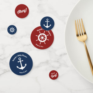 Confettis Marine Bleu et Rouge Nautique C'est un Baby shower