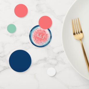 Confettis Marine Coral bleu rose Rustique Mariage Watermelon
