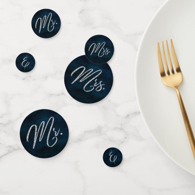 Confettis Marine Luster Dark Blue Silver Mariage M. & Mme (Groupe)