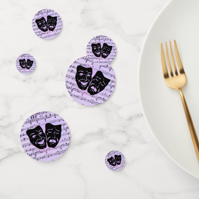 Confettis Masques de musique et de théâtre violets (Groupe)