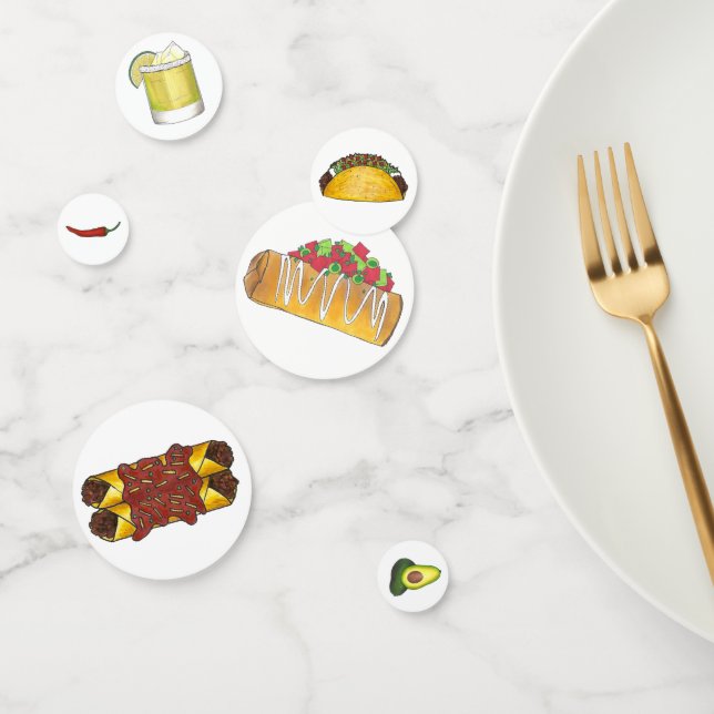 Confettis Mexique Tex Mex Nourriture Taco Enchilada Chimicha (Groupe)