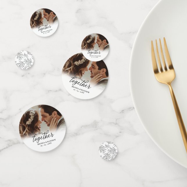 Confettis Mieux Ensemble Script Photo Enregistrer La Date (Groupe)