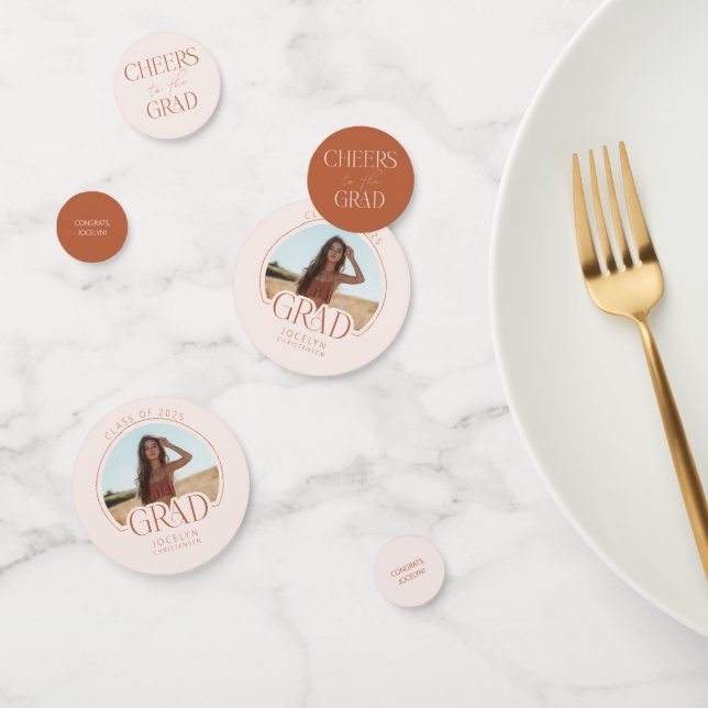 Confettis Moderne Elégant Blush Terracotta Custom Graduation (Groupe)