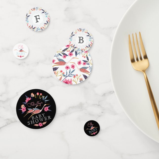 Confettis Mon bébé | Chic Baby shower floral de cigogne (Groupe)