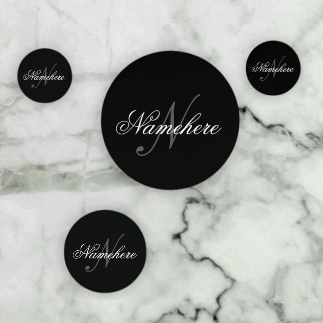 Confettis Monogramme de nom noir et blanc personnalisé uniqu (Créateur téléchargé)