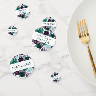 Confettis Moody Boho   Turquoise et violet floral foncé pers