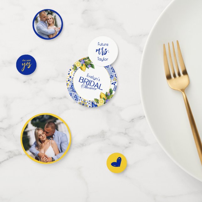 Confettis Mosaïque italienne Carrelage bleu et Fête des mari (Groupe)