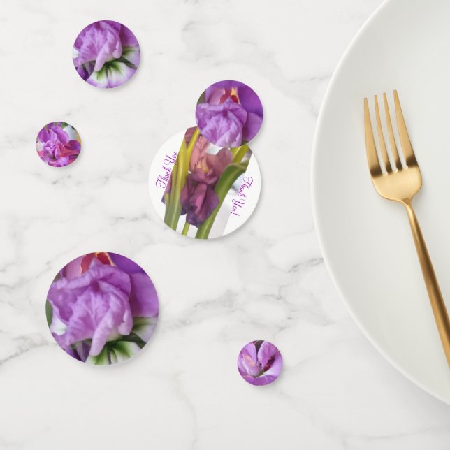 Confettis Motiff Floral Violet Rond (Groupe)