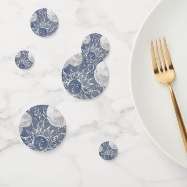 Confettis Mystique solaire | Dusty Blue Silver Moon Stars So (Groupe)