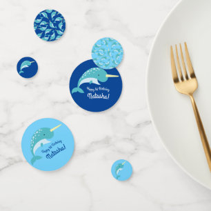 Confettis Narwhals Ocean Cute 1er Anniversaire Thème de fête