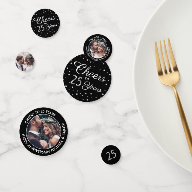 Confettis N'IMPORTE QUEL Anniversaire Chevaucher Black & Whi (Groupe)
