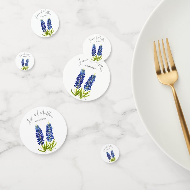 Confettis Noces aquarelles florales bleues Bluebonnets (Groupe)