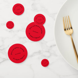 Confettis Nom de la Personnaliser, date mariage rouge noir