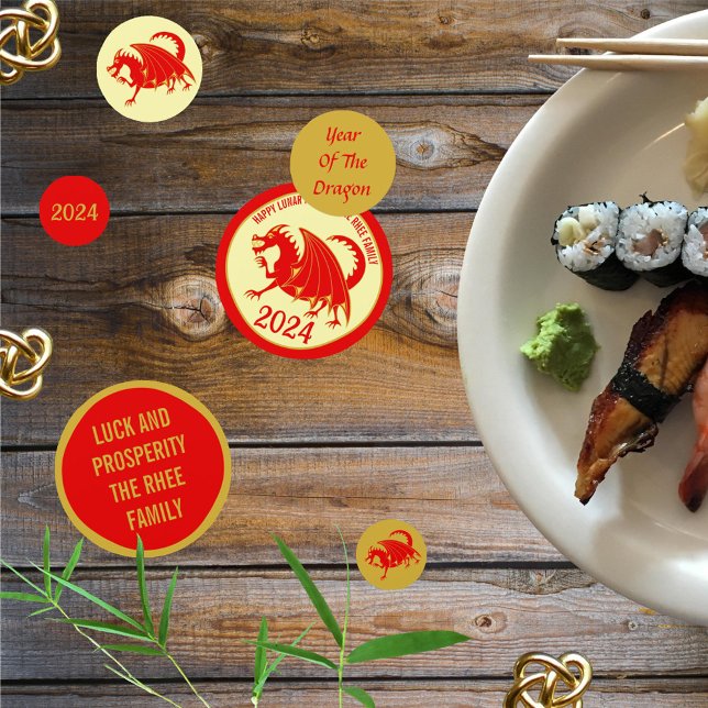 Confettis Nouvel An lunaire 2024 Red Dragon Fun Red Gold Par (Créateur téléchargé)