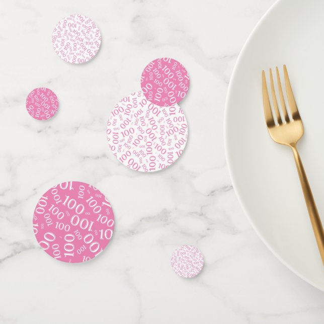 Confettis Numéro 100 Motif rose et blanc 100e anniversaire (Groupe)