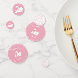 Confettis Oiseau Baby shower cygne avec thème Couronne rose