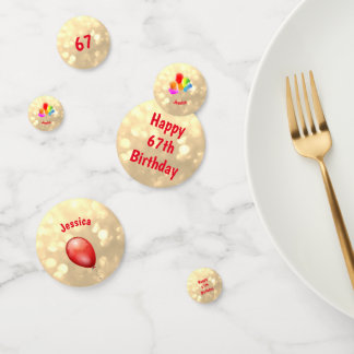 Confettis Or brillant Happy 67th Birthday ballon design