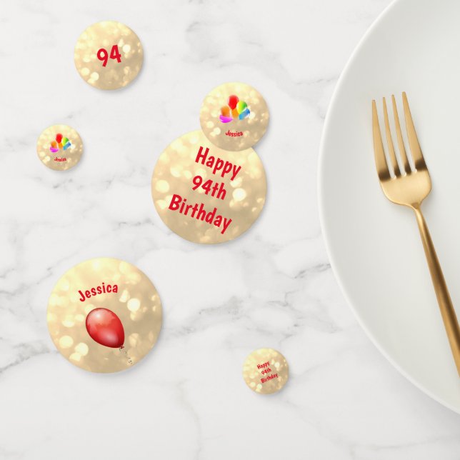 Confettis Or brillant Happy 94th Birthday ballon design (Groupe)