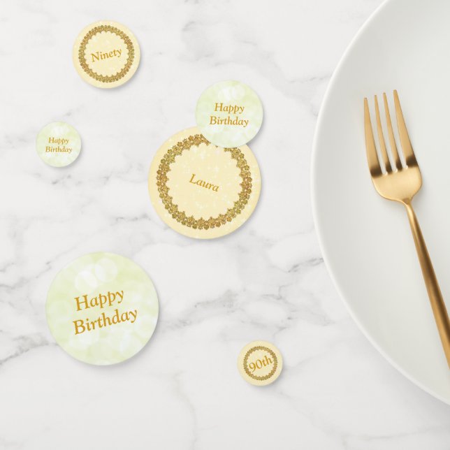 Confettis Or personnalisé 90e anniversaire (Groupe)
