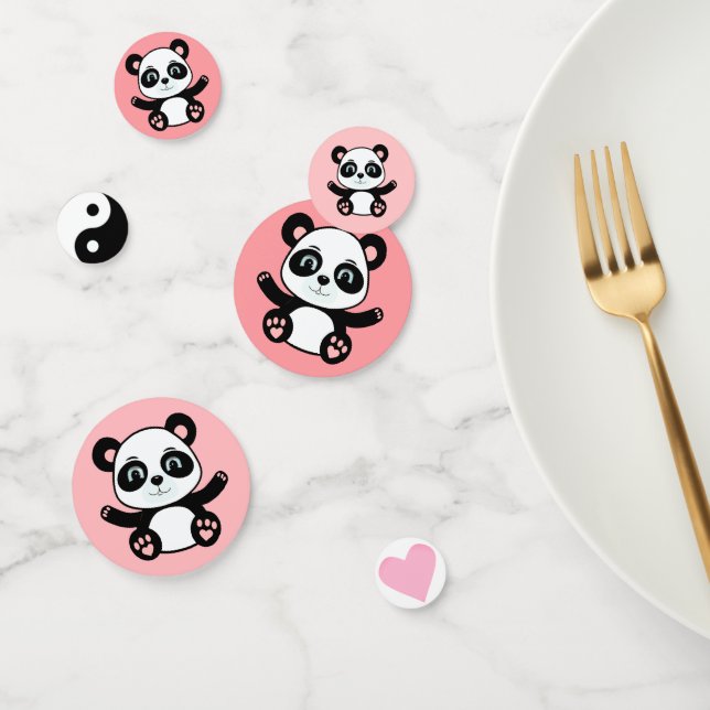 Confettis Ours de panda mignon rose (Groupe)